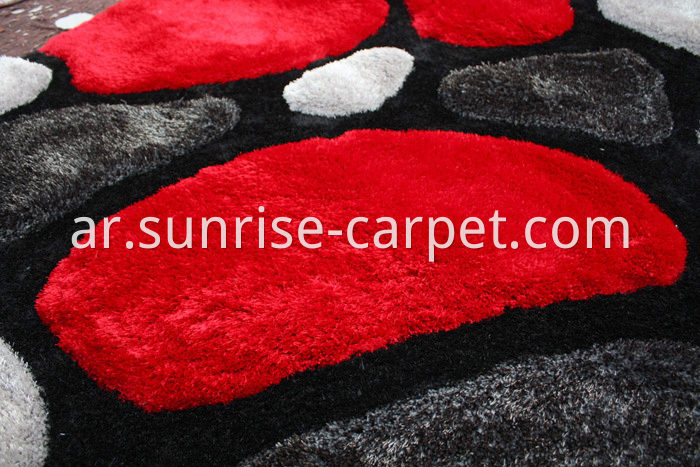 3D Shagy Rug with Modern Design Red & Black Color